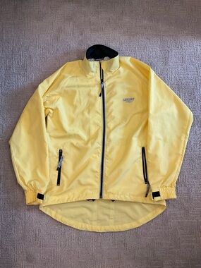 🌼🖤 Saucony Yellow Reflective Running Jacket Women’s L Lightweight Zip EUC